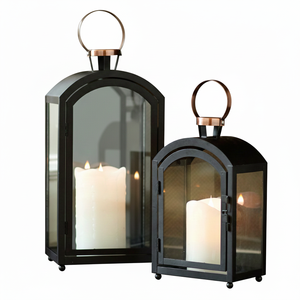 Farolillo Votivo de Hierro Fundido con Inserto de Vidrio, Portavelas Metálico Resistente con Acabado Dorado, Farolillo Decorativo para Recuerdos de Boda - Product Image 3