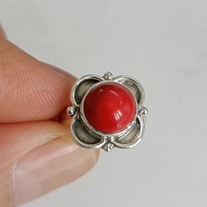 Coral Stone <b>Ring</b> 925 Sterling <b>Silver</b> Handmade Promise <b>Ring</b> for Women Round Gemstone <b>Statement</b> <b>Ring</b> for Gift March Birthstone - Product Image 2