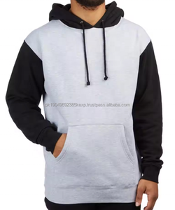 Logo personnalisé en vrac gris polyvalent noir couleur bloc applique broderie 400 GSM français éponge coton sweats à capuche - Product Image 2