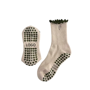 Wholesale Women Yoga Pilates Anti-slip Arch Cushion <b>Custom</b> Embroidery Logo Ruffle <b>Custom</b>-Pilates-<b>Socks</b> Heart-shaped Embroidery - Product Image 3