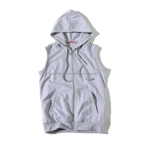 Wholesale Slim Fit Zip Unisex Fitness Gym <b>Hoodie</b> Men's <b>Sleeveless</b> Tank Top in Fleece Hip Hop Muscle Workout Wear - Product Image 1