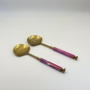 Cubiertos de lujo con mango redondo, chapados en oro, resistentes, para bodas y eventos. - Product Image 3