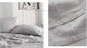 Ensemble de housse de couette en lin gris uni 100% lavable en machine pour usage domestique - Product Image 3