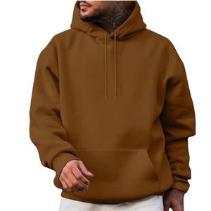 Sweat-shirt à capuche marron pour homme, coupe ample, manches classiques, couleur unie, décontracté, en molleton tricoté, idéal pour l'automne - Product Image 1