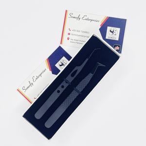 Pinzas de pestañas negras profesionales más vendidas, punta de fibra de acero sostenible, herramienta de extensión de pestañas recubierta de Color mate para belleza - Product Image 6