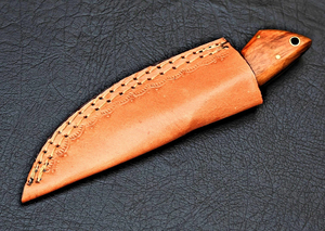 Cuchillo de Caza y EDC de Acero de Damasco Forjado a Mano de Calidad Premium con Funda, Soporte OBM, Hoja Fija y Mango de Madera - Product Image 5
