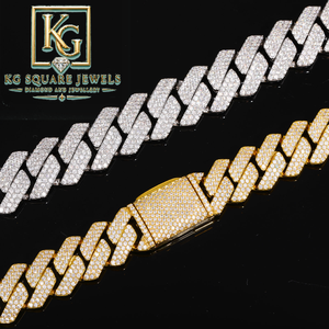 Collar de eslabones cubanos de moissanita color oro, cadena de cubitos de hielo, joyería para hombre, collar llamativo - Product Image 3