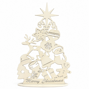 Elegante Decoración Navideña de Madera con Corte Láser para Mesa |   Adorno Navideño de Feliz Navidad |   Decoración Festiva para el Hogar y Artículos de Regalo - Product Image 1