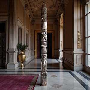 Panel de Pared de Madera Tribal Naga de la India, Tallado a Mano, Decoración Arquitectónica, Estilo Rústico Antiguo, para Interiores de Hotel, Combinable, 1 Contenedor - Product Image 1