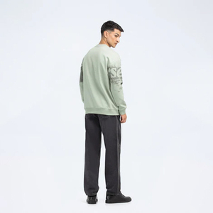 Sweat-shirt en molleton à col rond pour homme, vert clair, imprimé numérique, coupe classique, manches longues, style chinois, pour l'hiver - Product Image 4