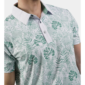 Polo pour homme de luxe, coupe ajustée, en maille extensible douce, avec logo personnalisé OEM et motif imprimé, idéal pour le golf - Product Image 3