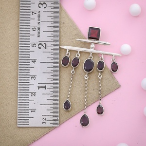 Pendentifs longs en argent sterling 925 avec grenat rouge naturel en forme de poire, bijoux fins, distributeur de bijoux - Product Image 3