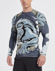 เสื้อรัดรูปแขนยาวพิมพ์ลายหมาป่าสำหรับผู้ชาย แบบซับลิเมชั่น กระชับรูปร่าง สำหรับออกกำลังกาย - Product Image 3
