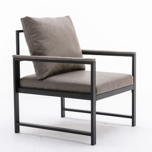 Poltrona Moderna in Ecopelle con Struttura in Metallo Verniciato a Polvere Nera, Divano Singolo per Soggiorno e Camera da Letto - Product Image 4