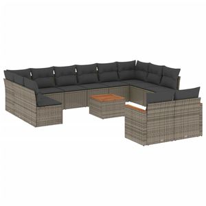 Set Divano da Giardino Grigio con Cuscini, Resistente ai Raggi UV, in Rattan PE, Arredamento da Esterno dal Design Contemporaneo, Impermeabile - Product Image 4