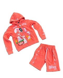 Ensemble de vêtements d'extérieur de sport de luxe personnalisé pour hommes 100% coton sweat à capuche en éponge française short de jogging survêtement imprimé bouffant vêtements d'extérieur pour hommes - Product Image 3