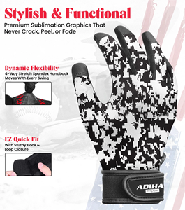 Top Premium Quality Leather Baseball Batting Gloves <b>Hook</b> Loop Closure Durable Soft Palm Anti-Slip Design for Professional - Product Image 3