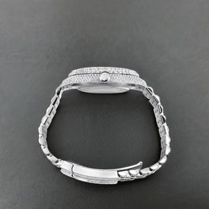 นาฬิกาเพชรโมอิสทำมือ100% หรูราคาไม่แพงนาฬิกาอะนาล็อกฮิปฮอป Moissanite นาฬิการาชวงศ์จากอินเดีย - Product Image 3