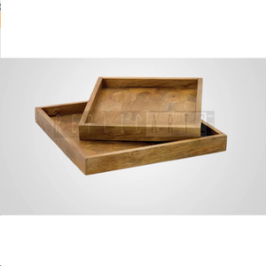 Bandejas de Servir Desayuno de Madera Decorativas al por Mayor con Asa - Diseño Art Déco Multifuncional Ligero con Patrón Geométrico - Product Image 3