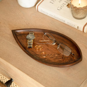 Bandeja de Almacenamiento de Madera de Acacia Hecha a Mano, Diseño Único en Forma de Hoja para Decoración del Hogar, Exhibición de Frutas, Mesa de Té, Almacenamiento de Alimentos, Material de Bambú - Product Image 3