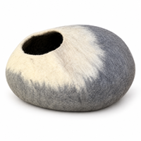Lit pour chat en feutre de laine rond, motif uni, doux, pour l'intérieur, lavable à la main, écologique, en laine de mouton biologique