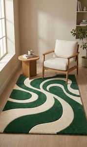 Alfombra de Lana Moderna de Lujo, Hecha a Mano, Antideslizante, con Diseño Abstracto de Olas, Pelo Medio, para Sala de Estar, Dormitorio, Comedor, Decoración del Hogar - Product Image 4