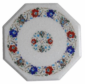 <b>Top</b> Demanded Handmade Love Style Polished White <b>Marble</b> <b>Table</b> <b>Top</b> Floral Pattern Custom Size - Product Image 3