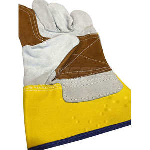 Leather Work <b>Gloves</b> Yellow Brown Straight Cuff General Purpose Industrial Abrasion Resistant Anti Slip Safety <b>Gloves</b> Wholesale - Product Image 3