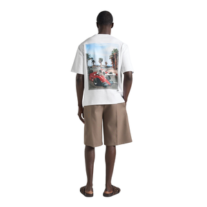 T-shirt en coton pour homme à col rond et manches courtes, avec motif de voiture de course au dos et petit imprimé sur la poitrine, coupe décontractée, décontracté, vente en gros, personnalisable, OEM - Product Image 2