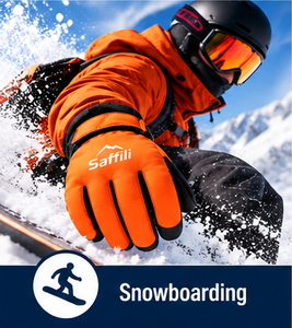 Gants de ski d'hiver Saffili, orange, imperméables, coupe-vent, isolés thermiquement, avec sangle de poignet réglable, unisexe - Product Image 3