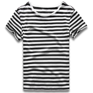 เสื้อยืดแขนสั้นลายทางผู้ชาย คอกลม ทรงปกติ ผ้าฝ้าย ใส่สบายๆ - Product Image 3