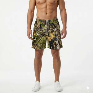 High Quality Sublimation All Print Polyester Double Layer Custom Youth Men Camo Knitted Drawstring Basketball Shorts - Product Image 2
