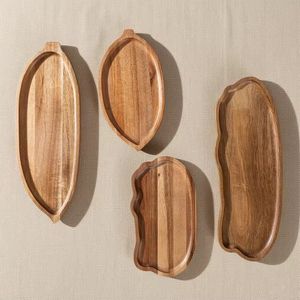 Custom Logo Modern Acacia Wood <b>Breakfast</b> Serving <b>Tray</b> with Handles Eco-friendly Heat Resistant for Wedding Hospitality Industry - Product Image 6
