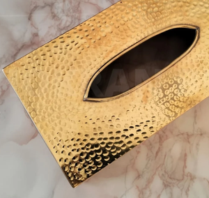 Boîte à mouchoirs en métal artisanale avec un design antique, travail complexe, finition dorée polie pour un accent unique et charmant - Product Image 3