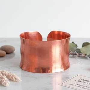 Modern Sculpted <b>Copper</b> Cuff Bracelet Wide Open <b>Bangle</b> Contemporary Artisan Jewelry Bold Fashion Gift For Women - Product Image 3