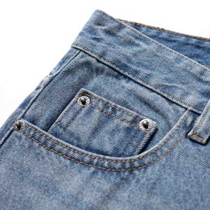 กางเกงยีนส์ขาสั้นทรงตรงเอวกลางสำหรับผู้ชาย รุ่น TST 4141.1 วินเทจ ระบายอากาศได้ดี เป็นมิตรต่อสิ่งแวดล้อม สีซีดกลาง ลุคสบายๆ เซ็กซี่ ผลิตจากผ้าสแปนเด็กซ์/คอตตอน - Product Image 5