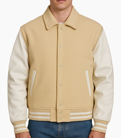 Blouson universitaire personnalisé pour homme – Qualité supérieure, style baseball, corps en laine, manches en cuir, patchs brodés, col montant, idéal pour l'hiver
