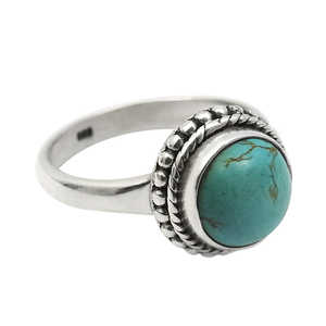 Creative & Simple Design <b>Ring</b> Made of Solid Pure 925 Sterling Silver Brilliant Round Cur <b>Turquoise</b> Gemstones Bohemian Jewelry - Product Image 1