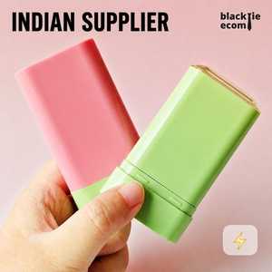 Tube de baume carré en plastique avec bouchon à clapet, sérigraphié rose et vert, emballage cosmétique anti-fuite pour déodorant - Product Image 1