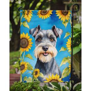 Schnauzer girasoles jardín bandera Multicolor ilustraciones para Patio y patio buzón decorativo y patio Banner para camas de flores - Product Image 3