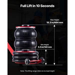 Gato neumático de triple bolsa de 5 toneladas/11023 lb, 18.3 pulgadas/464 mm, con tubos de acero, elevación rápida de 4-10s, mango largo ajustable, modelo para coche - Product Image 2