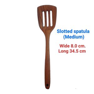 Spatule en bois de teck de taille moyenne, ustensile de cuisine 100% écologique, la plus durable, légère, sans danger pour les aliments, fabriquée en Thaïlande - Product Image 5