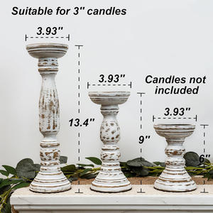 Juego de portavelas de madera tallada a mano de alta calidad de 3 portavelas de madera de mango soporte para decoración de eventos de Navidad a granel - Product Image 4