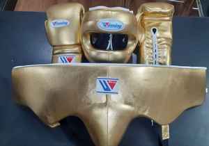 Guantes de Boxeo Profesionales de Cuero Vacuno con Cordones, Barra Nasal, Protector Facial Completo, Protector Inguinal, Personalizables para Sanda - Product Image 2