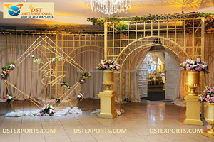 Patrón de diseño especial Panel de fondo de metal dorado Boda moderna Arco de metal al aire libre Comprar arcos de metal de alta calidad para bodas - Product Image 4