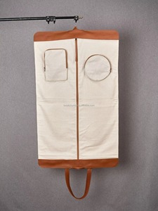Sac de transport pour costume en cuir véritable fait main par un artisan, robuste, avec fermeture éclair, décontracté, simple, pour les voyages d'affaires - Product Image 2