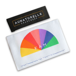 Étiquettes de vêtements tissées personnalisées en tissu recyclé écologique en forme de drapeau pour le branding des vêtements et des marques de mode - Product Image 2