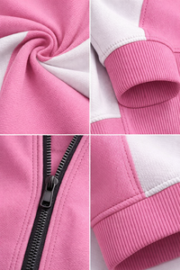 Conjunto de chándal rosa y blanco para hombre, sudadera con capucha y pantalones deportivos, ropa deportiva para gimnasio, conjunto informal para fitness, ropa de calle, traje de fitness - Product Image 6