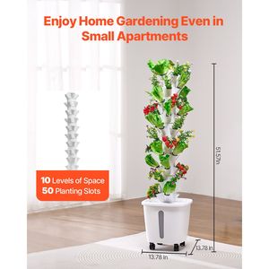 Sistema de Torre Hidropónica Vertical de 10 Niveles y 50 Cápsulas con Bomba de Agua Rodante para Jardines Domésticos - Product Image 2