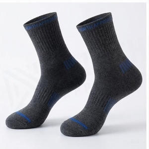 Crew <b>Socks</b> Solid Dark Gray Blue Trim Breathable <b>Running</b> <b>Socks</b> for Adults Autumn Season - Product Image 3